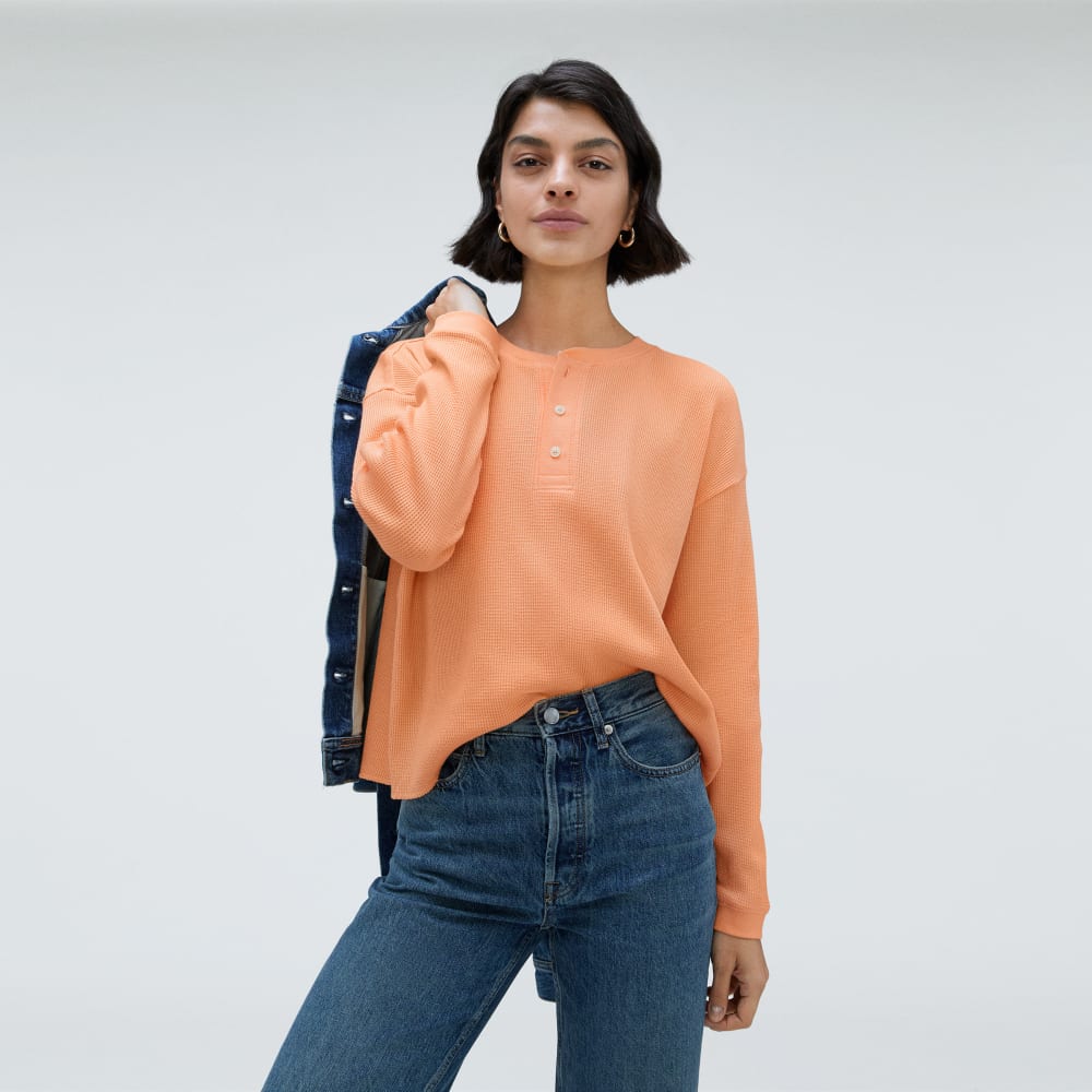 The Organic Cotton Waffle Henley | Orange Chiffon - Image 5