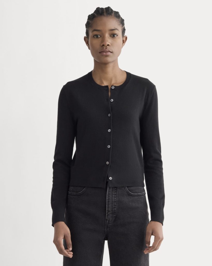 The Cropped Cardigan in Cotton Cashmere | Black