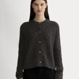 The Crew Cardigan in Alpaca | Heathered Black