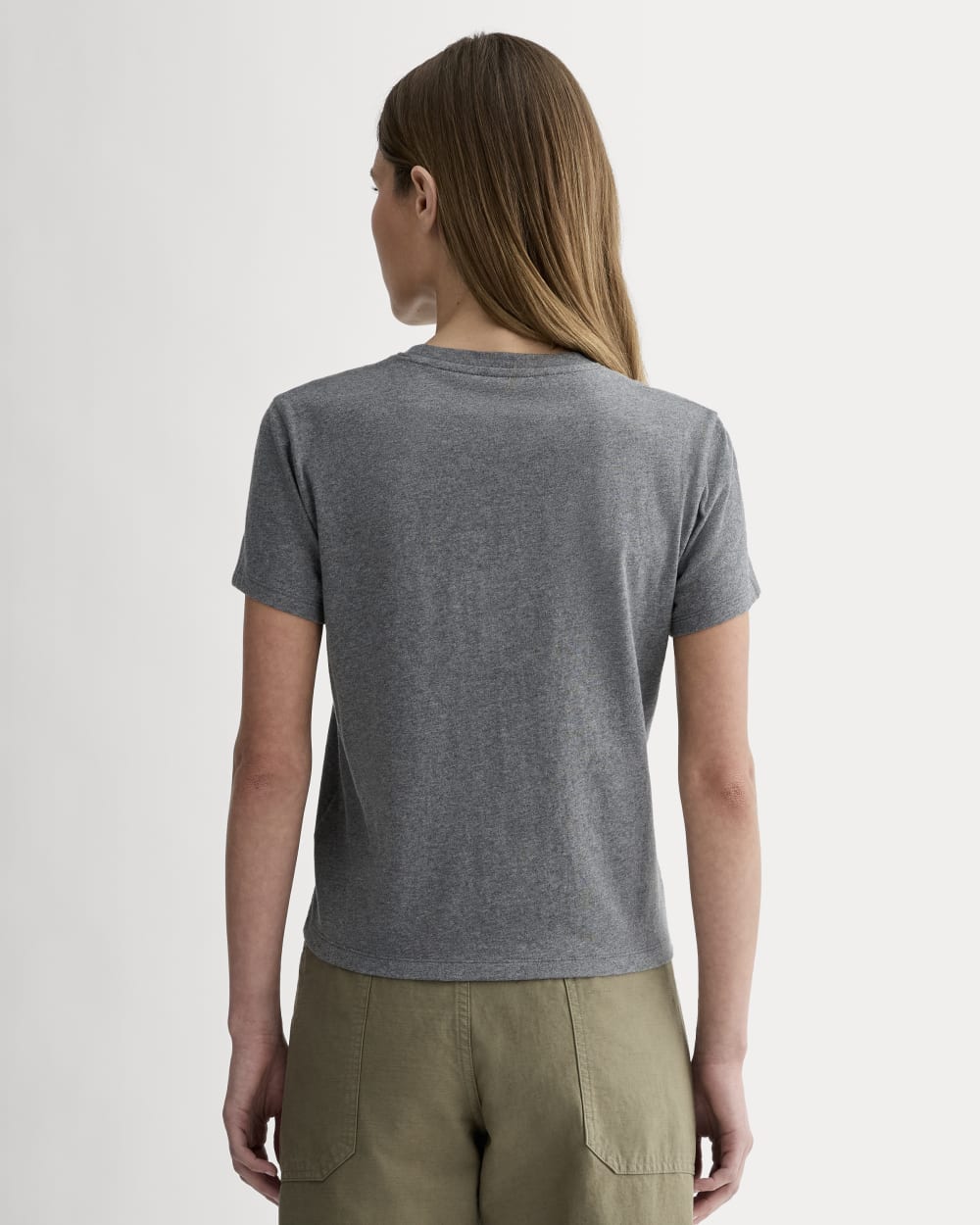 The Box-Cut Tee in Essential Cotton | Heathered Charcoal | No Pocket - Image 4
