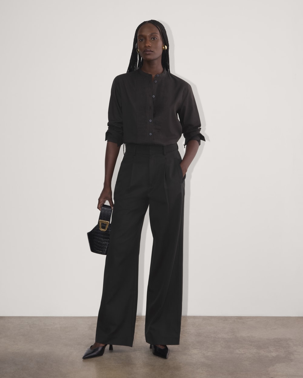 The Tuxedo Shirt in Silky Cotton | Black - Image 3