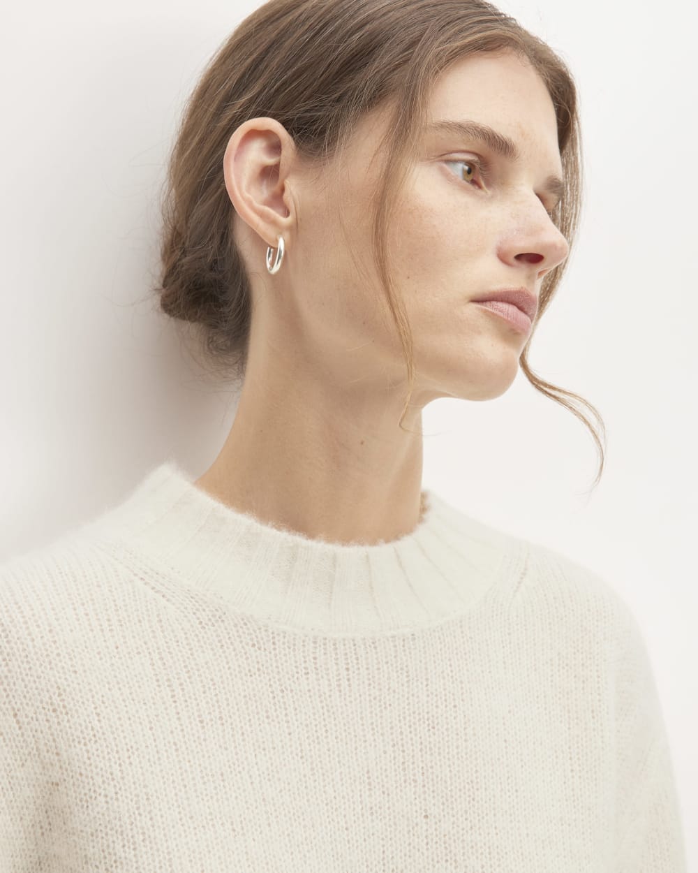 The Alpaca Cropped Crewneck Sweater | Snow - Image 4