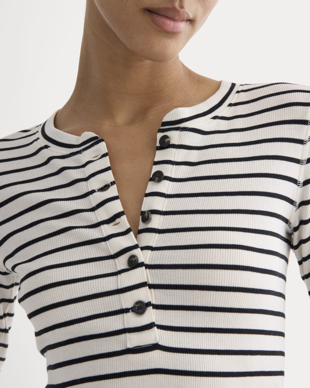 The Luxe Rib Henley | Bone / Black - Image 4