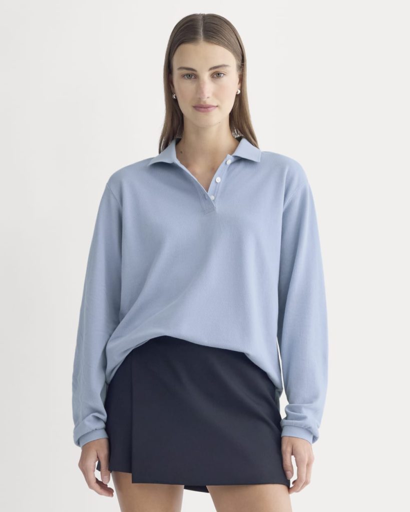 Oversized Pique Polo | Soft Blue