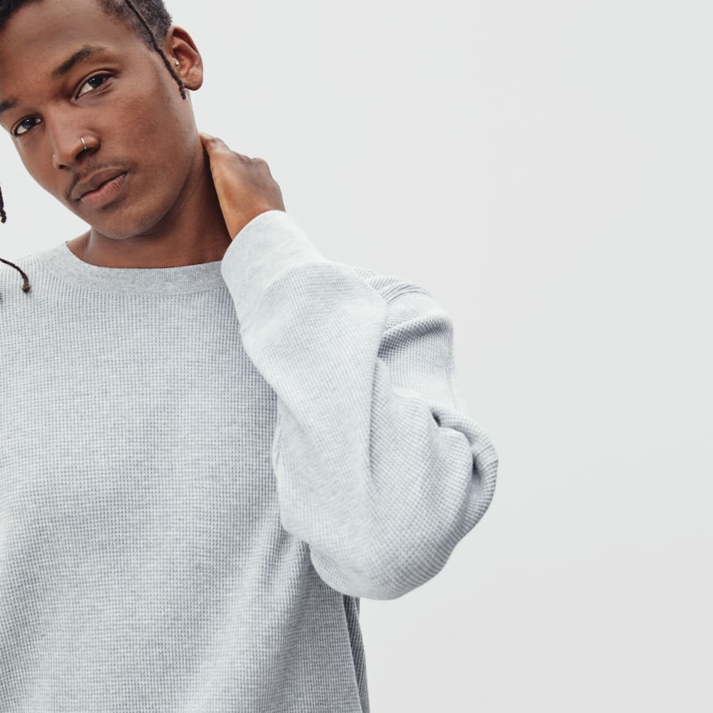 The Waffle Long-Sleeve Crew Tee | Heathered Light Grey - Image 4