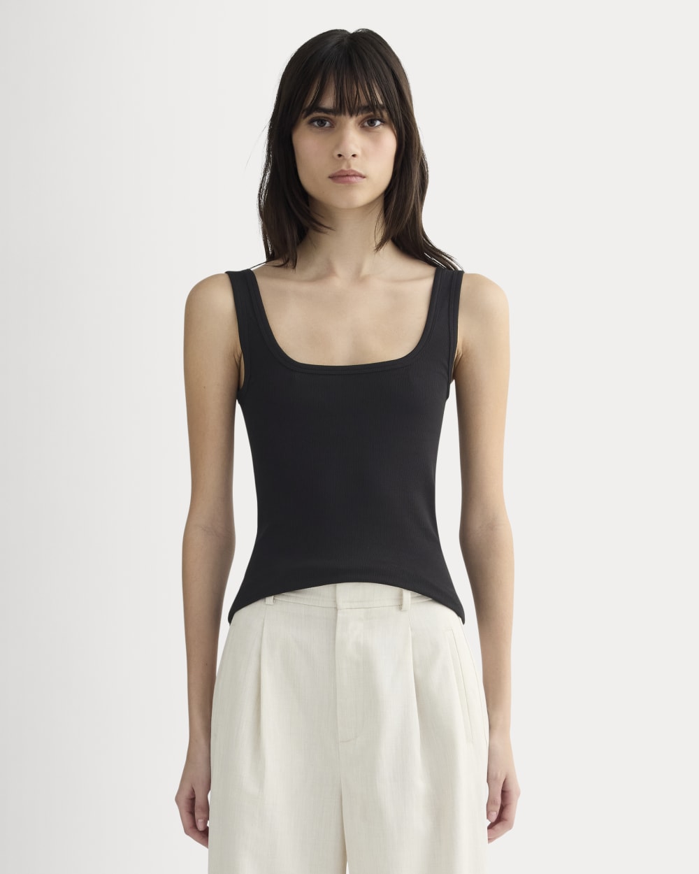 The Luxe Rib?Square-Neck Tank | Black