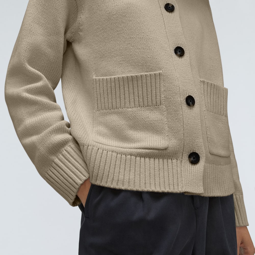 The Cotton Chore Sweater Jacket | Trench Coat Khaki - Image 4