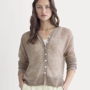 The Air Alpaca ? High V Cardigan | Heathered Chocolate Chip