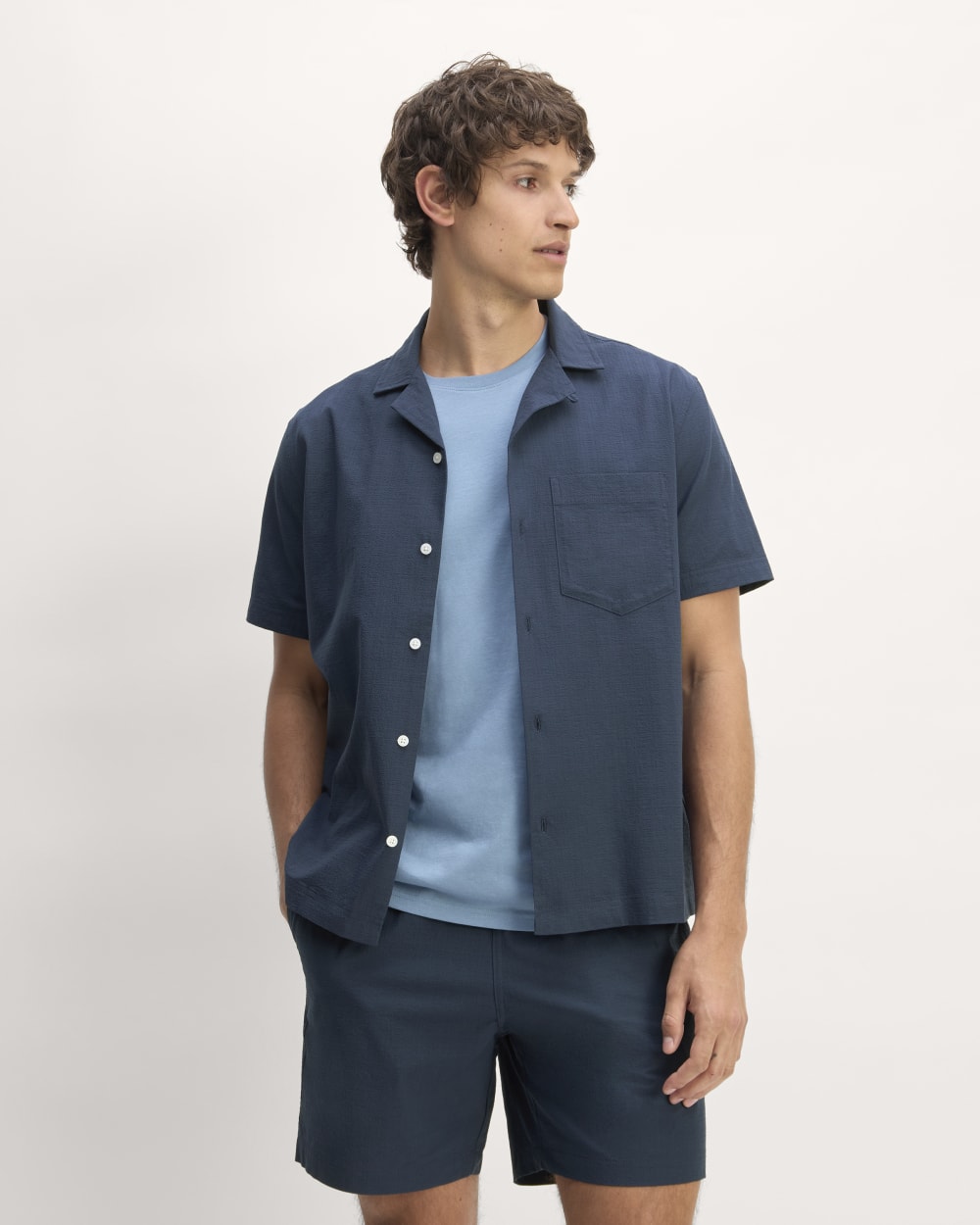 The Seersucker Short-Sleeve Shirt | Deep Blue