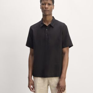 The Linen Short-Sleeve Popover Shirt | Black