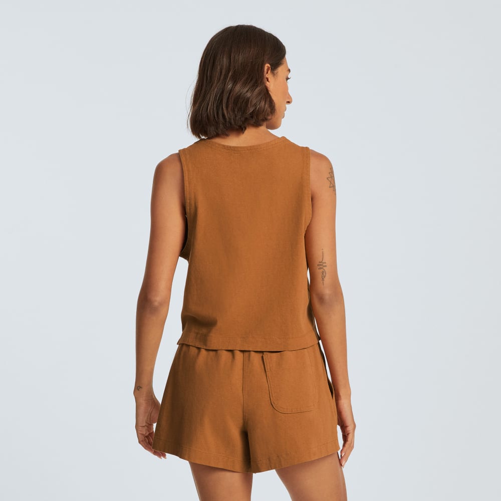 The Premium Weight Cropped Pocket Tank | Tawny Brown - Image 2