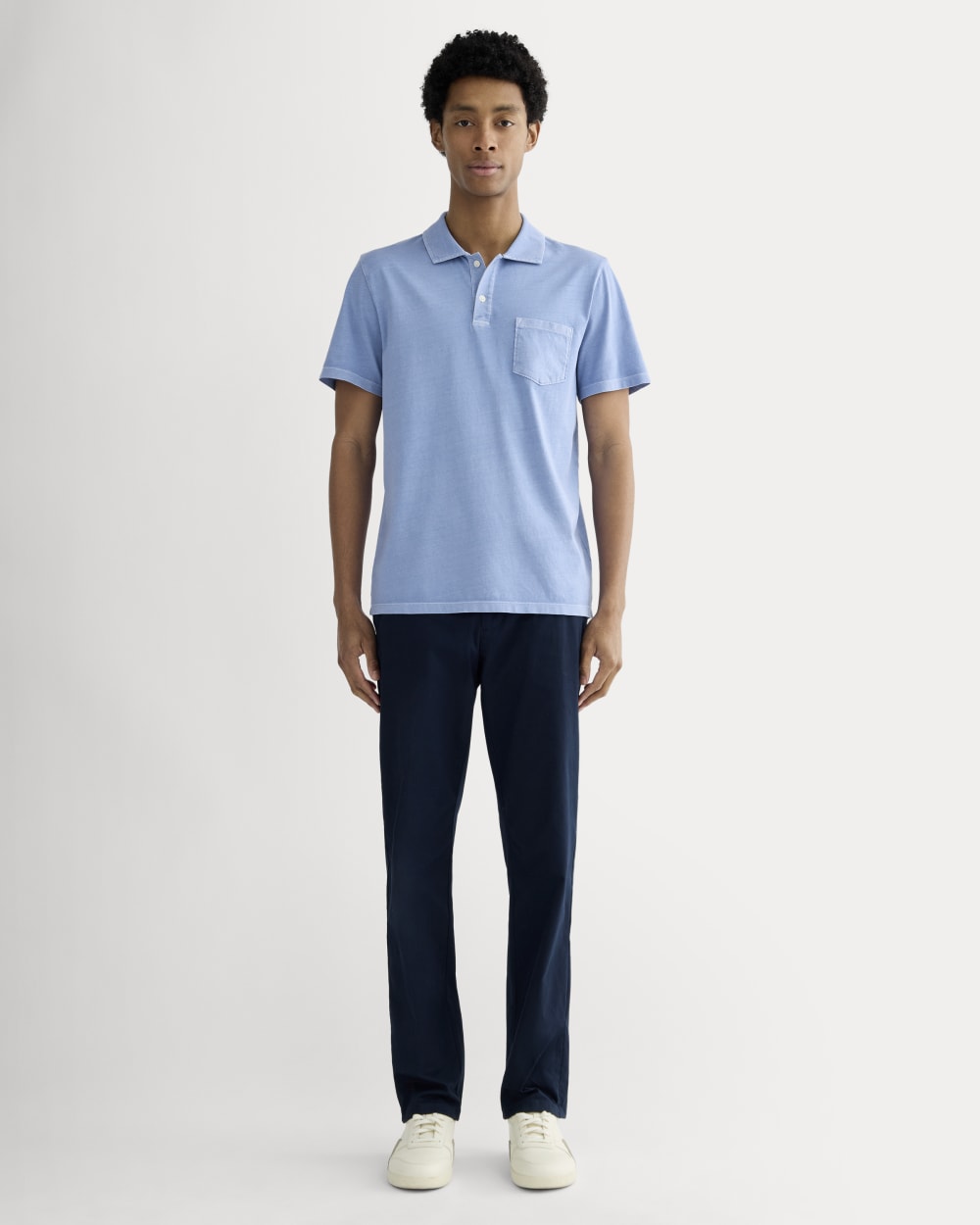 The Essential Organic Garment-Dyed Polo | Granada Sky Blue Garment Dye - Image 3