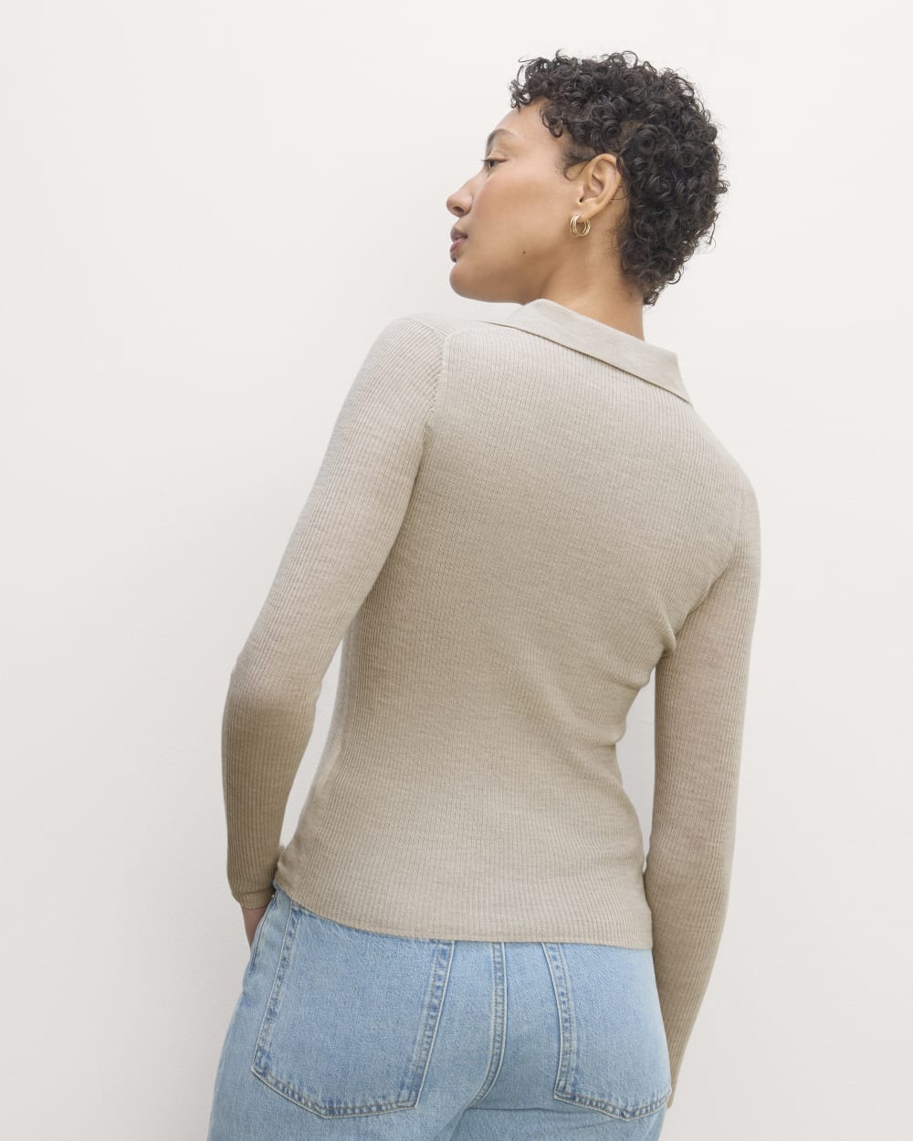The Polo in Ultrasoft Merino | Heather Oatmeal - Image 6