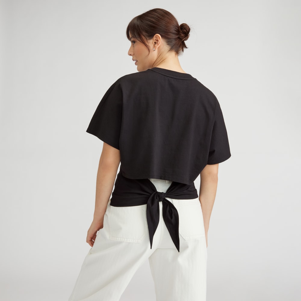 The Organic Cotton Tie Back Tee | Black - Image 3