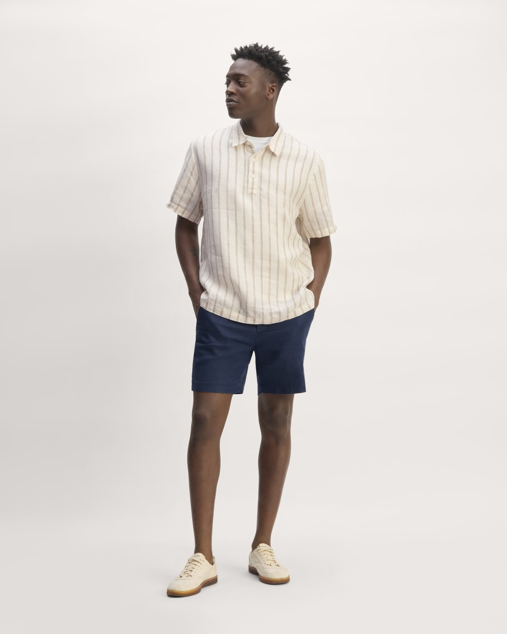 The Linen Short-Sleeve Popover Shirt | Bone / Cornstalk - Image 3