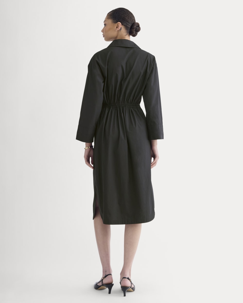 The Drawcord Shirtdress in Ultrasoft Cotton | Black - Image 4