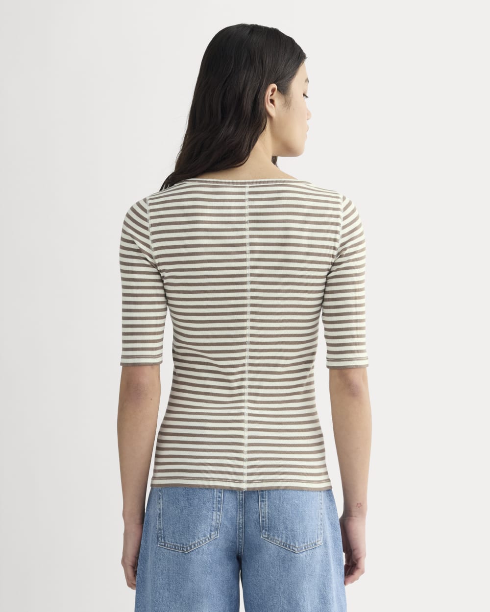 The Luxe Rib Scoop-Neck Tee | Bone / Deep Taupe - Image 4