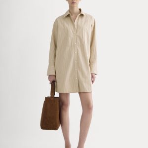 The Mini Shirtdress in Ultrasoft Cotton | Tiger's Eye / Optic White