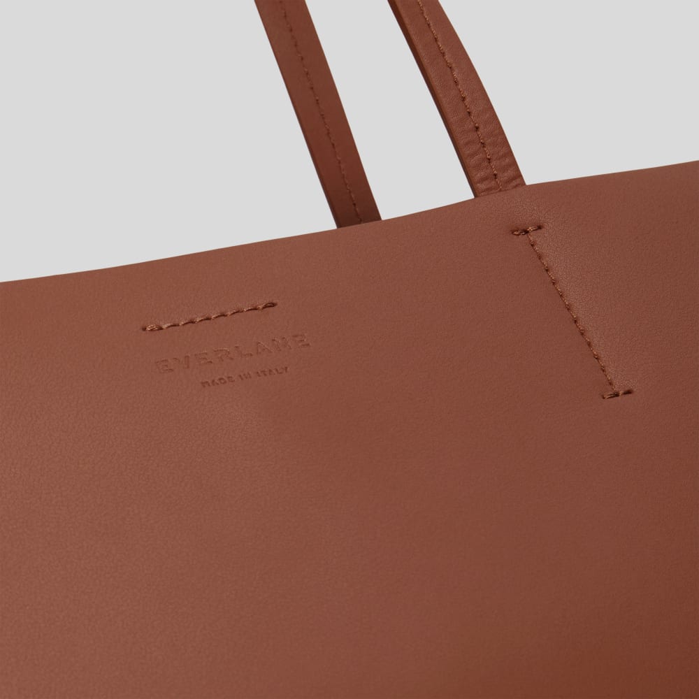 The Luxe Medium Italian Leather Tote | Cognac - Image 4