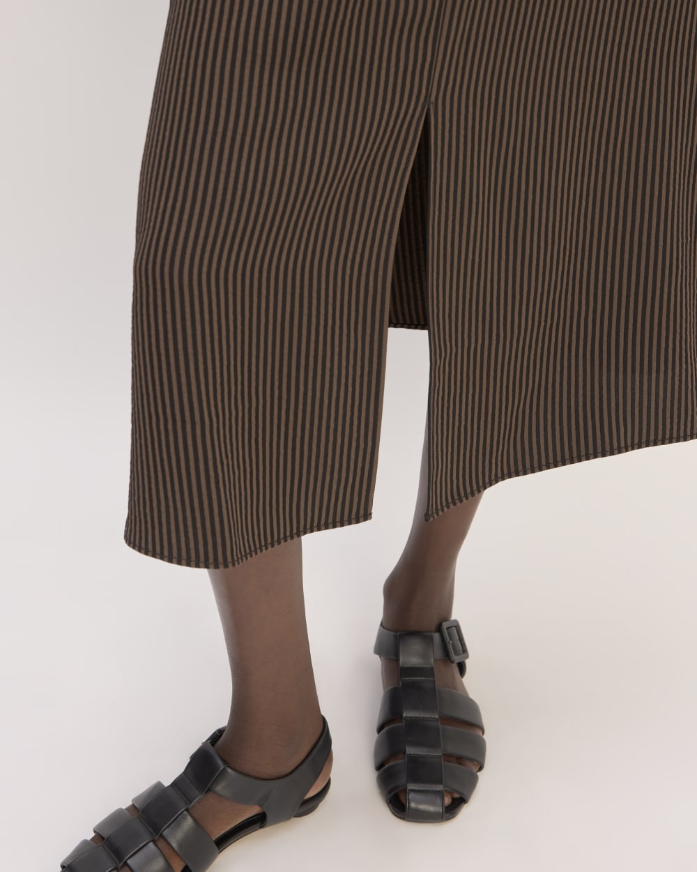 The Mini Jacquard Stripe Slip Skirt | Cocoa / Black - Image 5