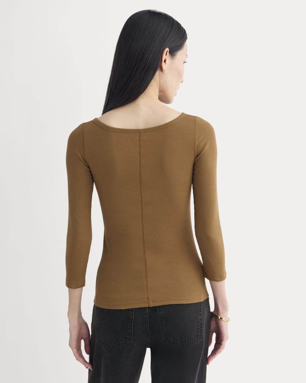 Luxe Rib 3/4 Sleeve Boatneck Tee | Toffee - Image 5