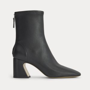 Leather Curved-Heel Boot | Black