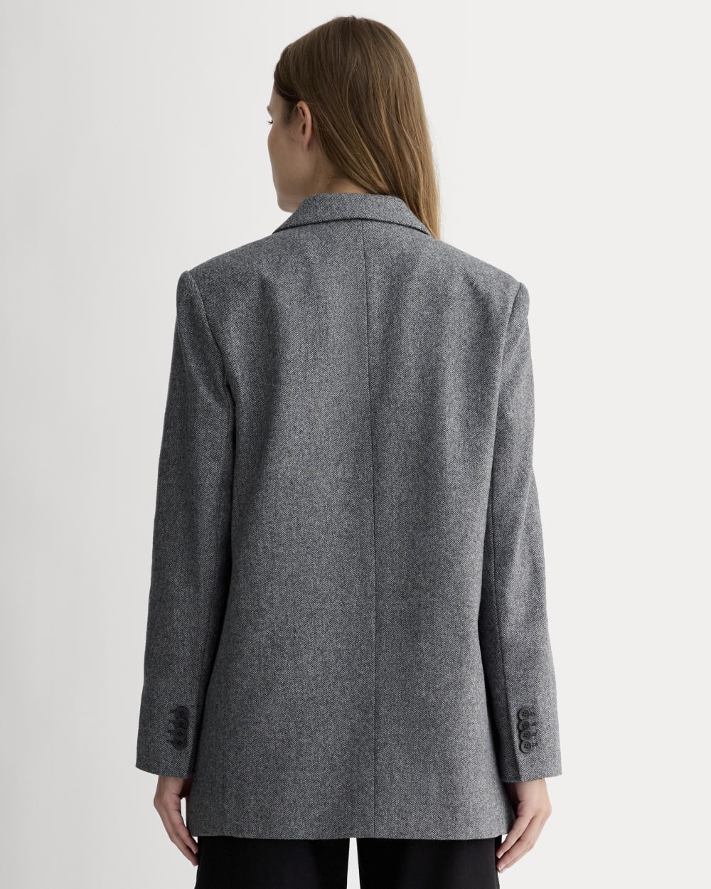 The Oversized Blazer in Wool | Grey Herringbone - Image 5