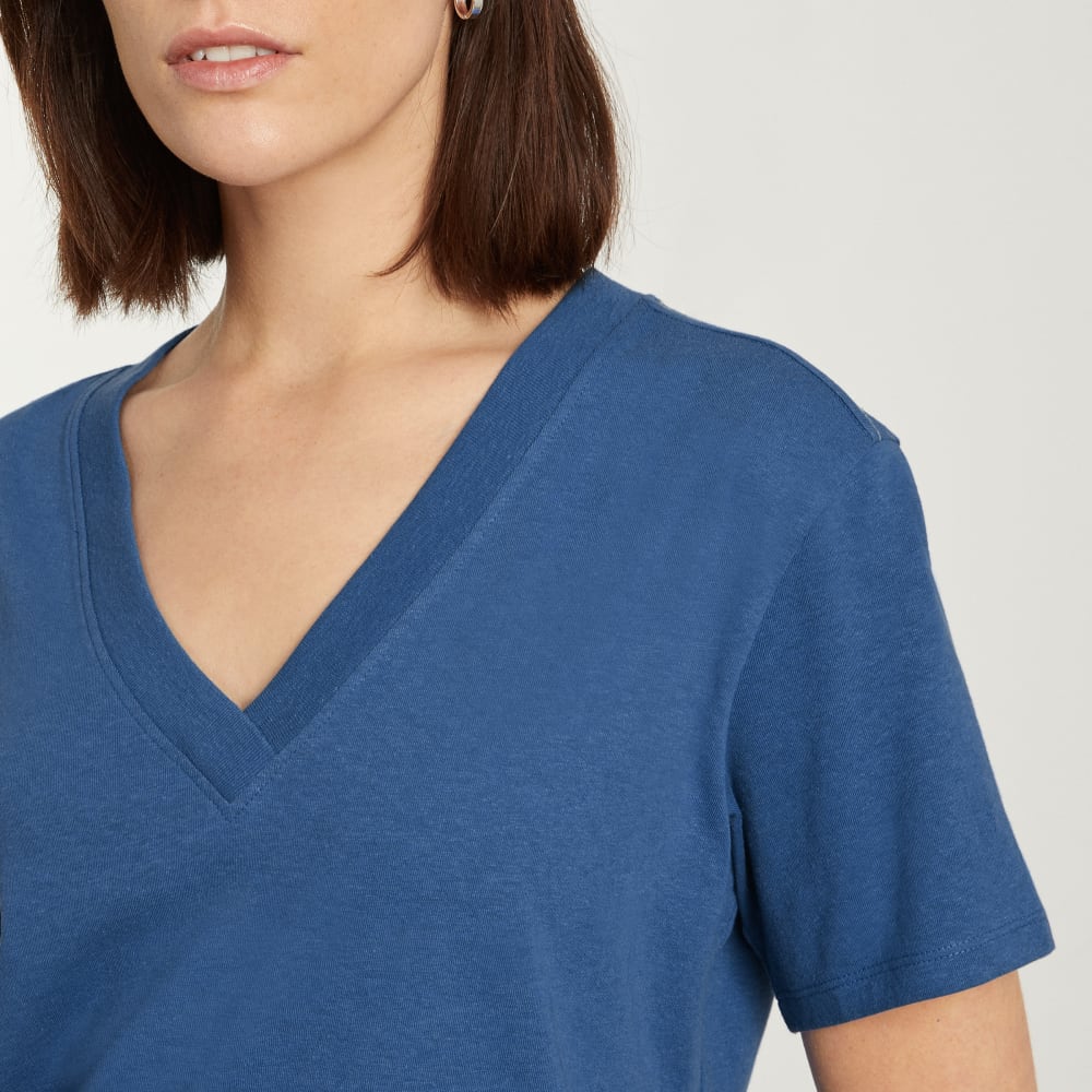 The Vintage V-Neck Hemp Tee | Deep Blue - Image 5