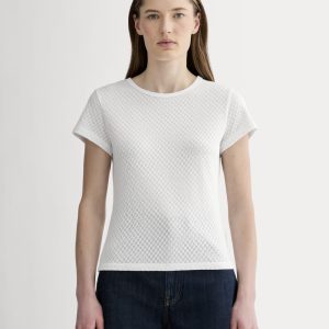 The Pointelle Short-Sleeve Tee | White