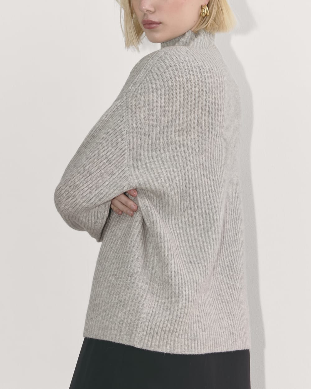 The Fisherman Turtleneck in Wool Cashmere | Light Heather Grey - Image 7