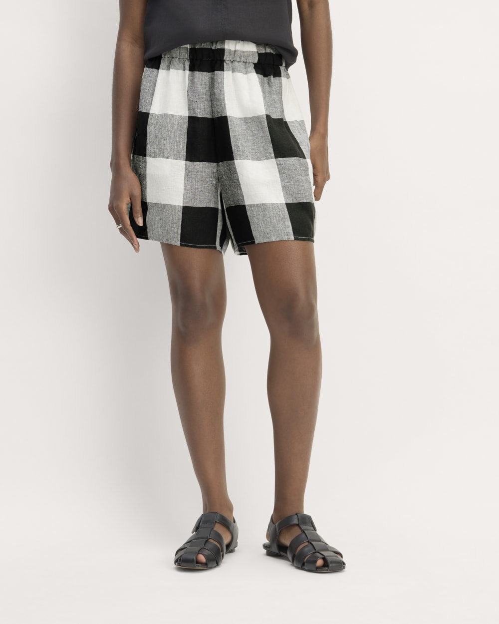 The Linen Easy Short | Bone / Black Check - Image 3