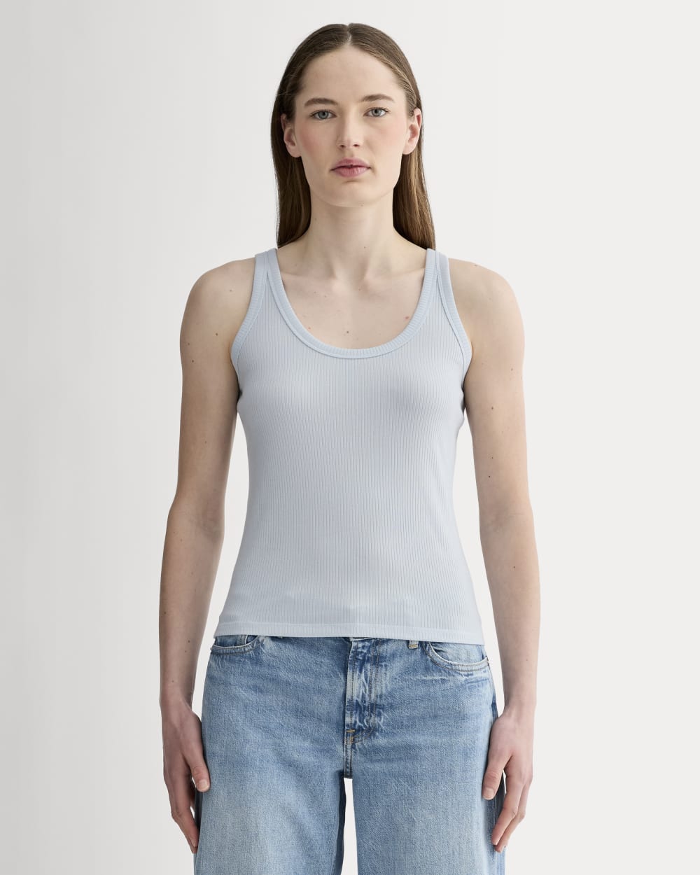 The Shimmy Scoop-Neck Tank | Air Blue