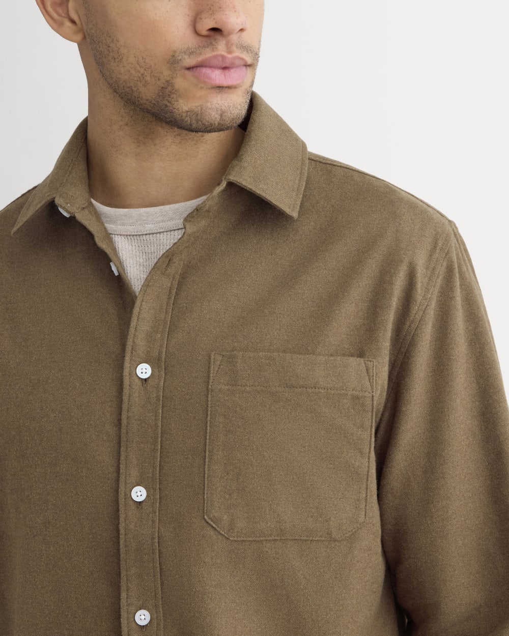 Brushed Flannel Shirt | Heathered Cocoa Brown - Image 4