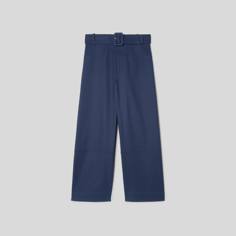 The Structured Cotton Belted Pant | Navy - Image 2