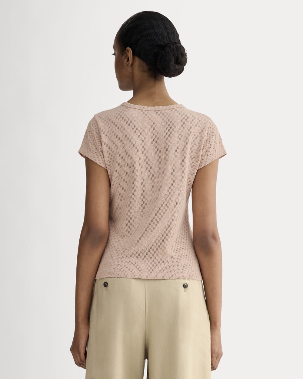 The Pointelle Short-Sleeve Tee | Rose Smoke - Image 4