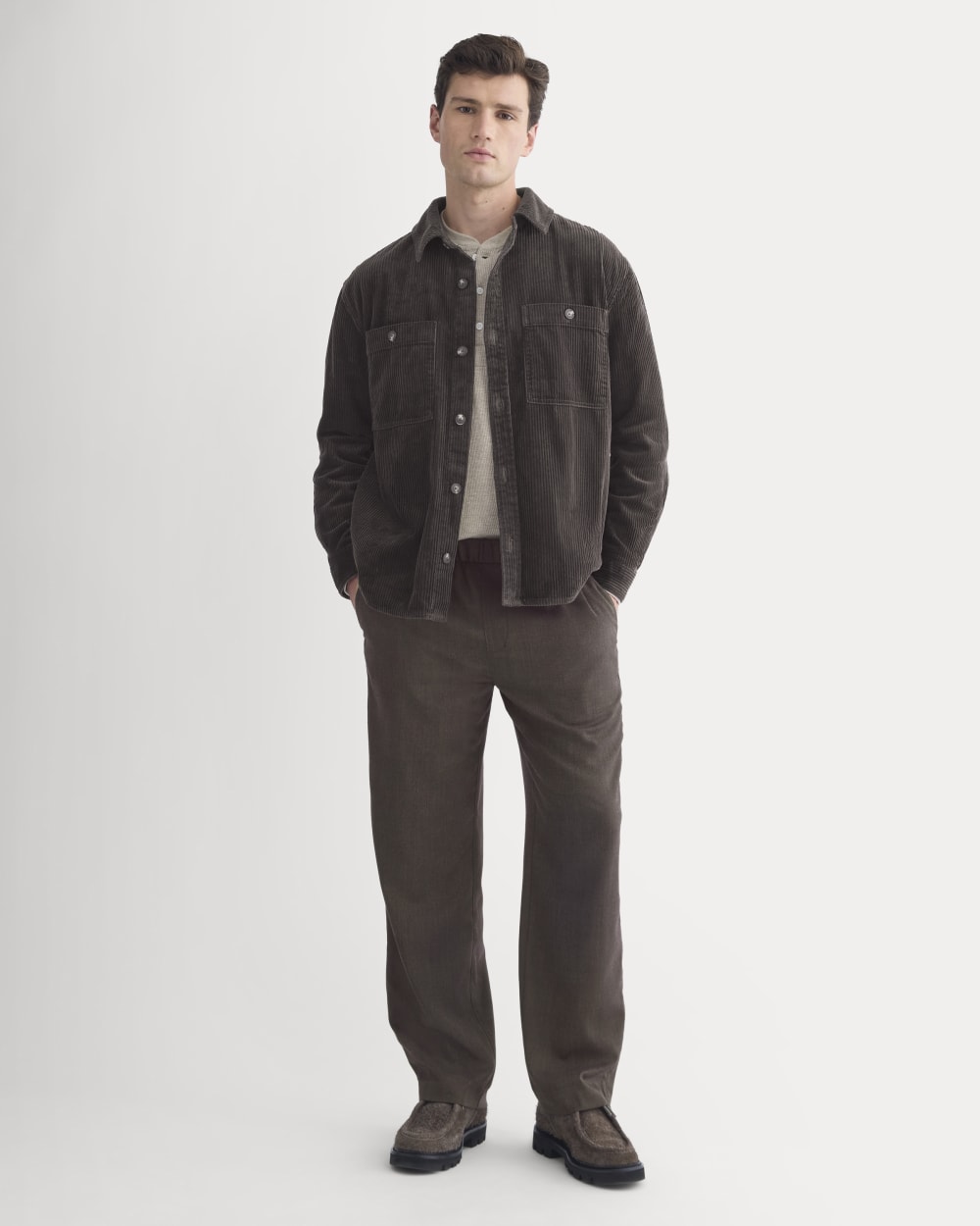 Wide Wale Corduroy Shirt | Dark Chocolate - Image 3