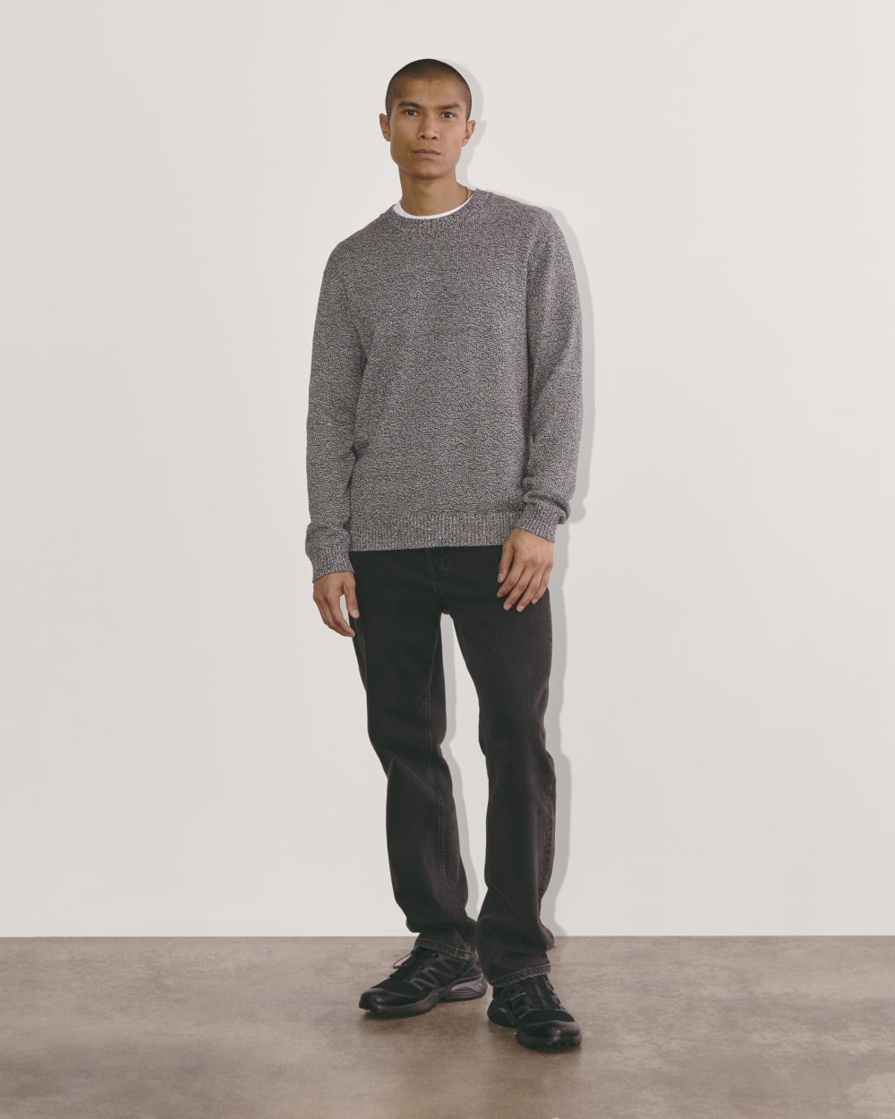 The Classic Sweater in Everyday Cotton | Canvas / Black Twist - Image 3