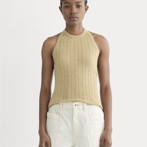 The Cable Halter in Cotton Cashmere | Classic Khaki
