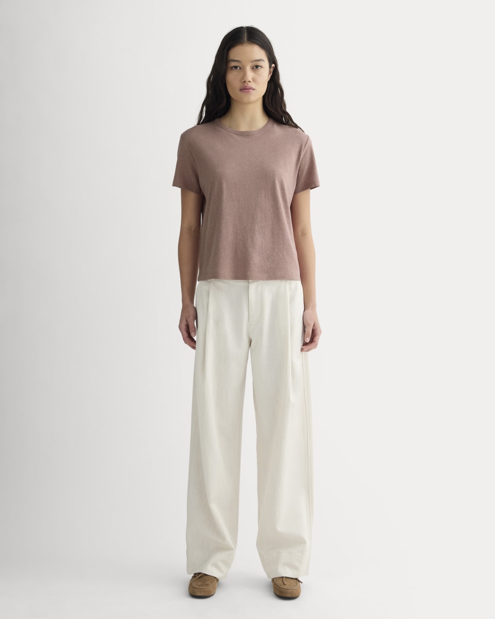 The Box-Cut Tee in Cotton Linen | Rose Dusk - Image 2