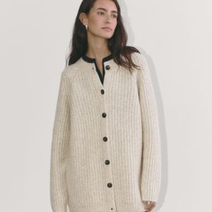 The Fisherman Cardigan in Cloud | Heathered Oat