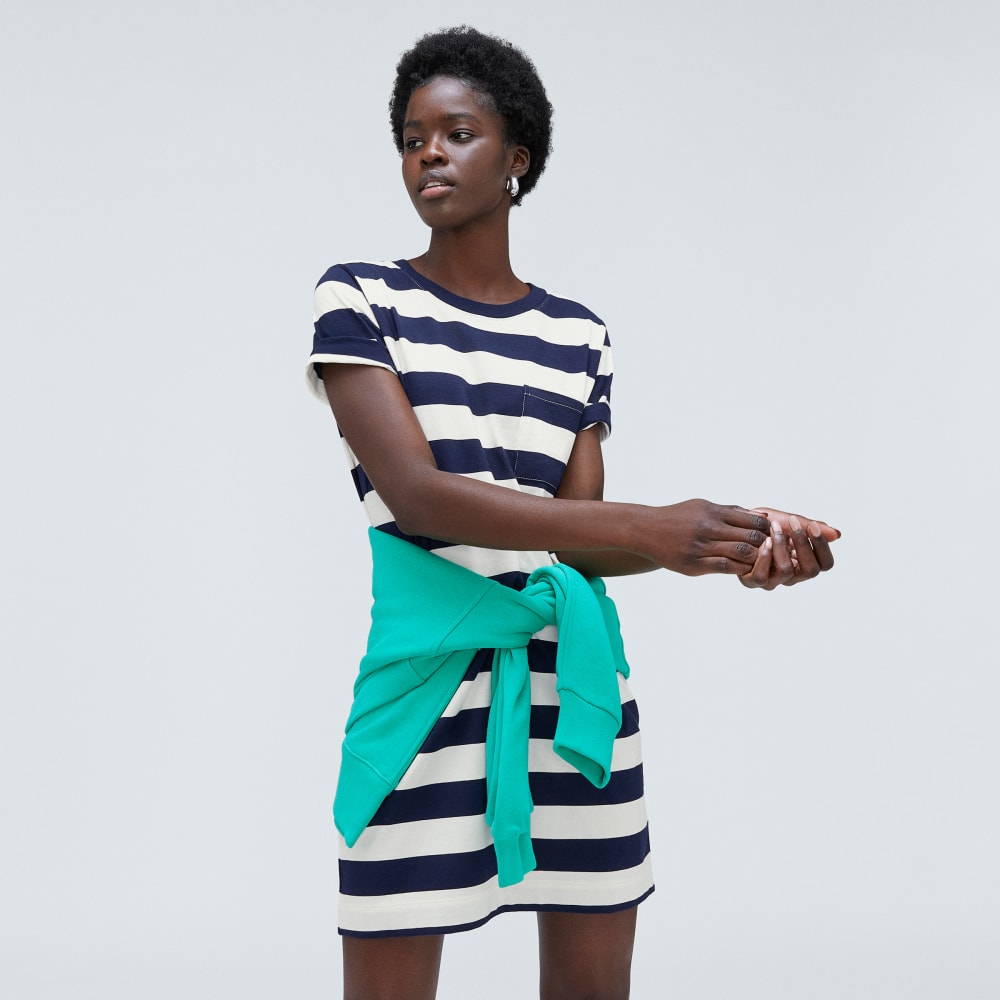 The Organic Cotton Weekend Tee Dress | Navy / Canvas - Image 6