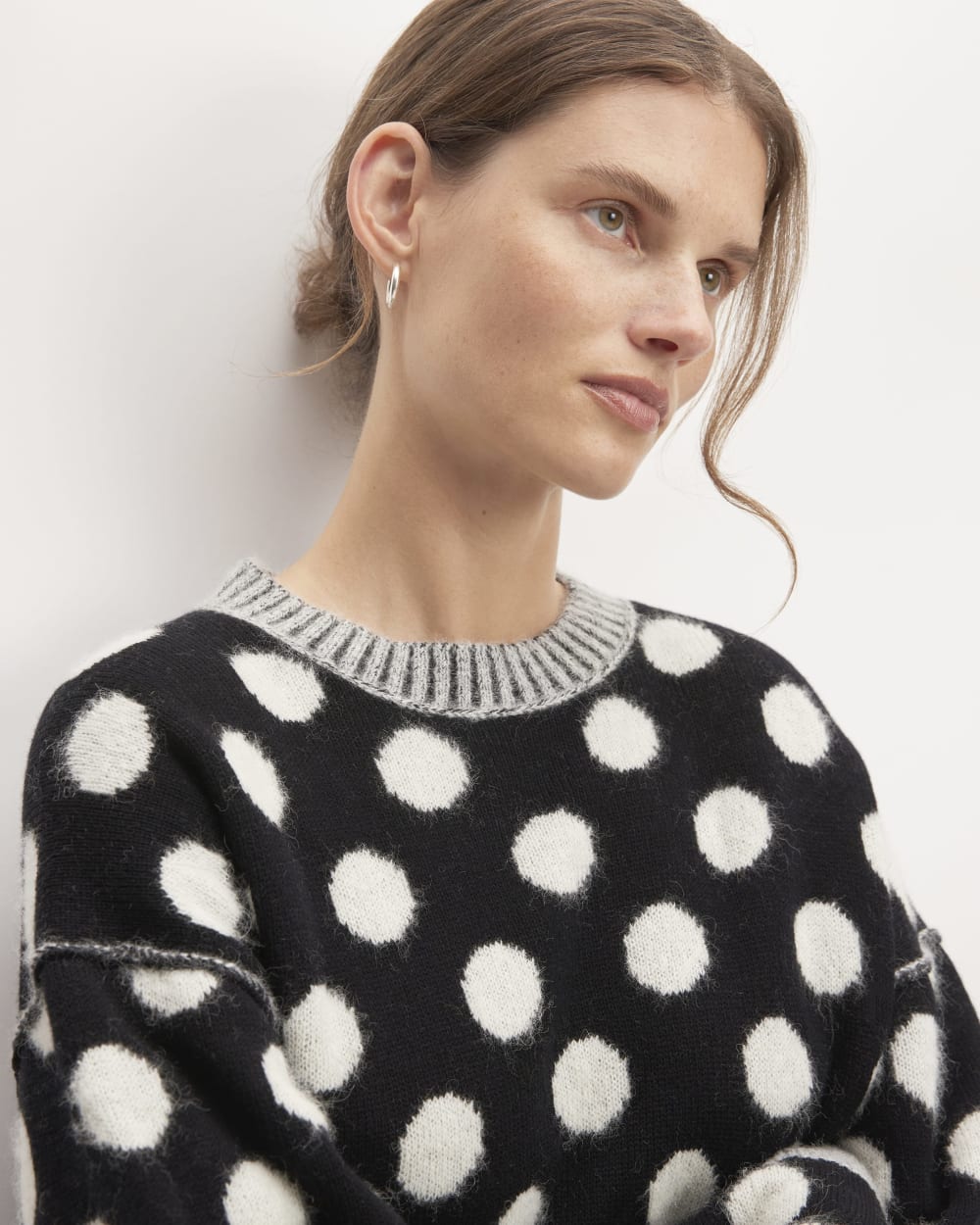 The Alpaca Polka Dot Oversized Crew | Black / Snow Polka Dot - Image 4