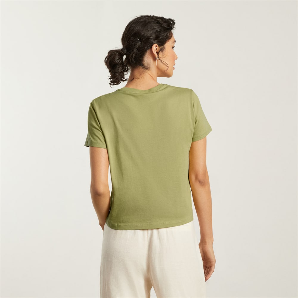 The Box-Cut Tee in Essential Cotton | Leek | Pocket - Image 3