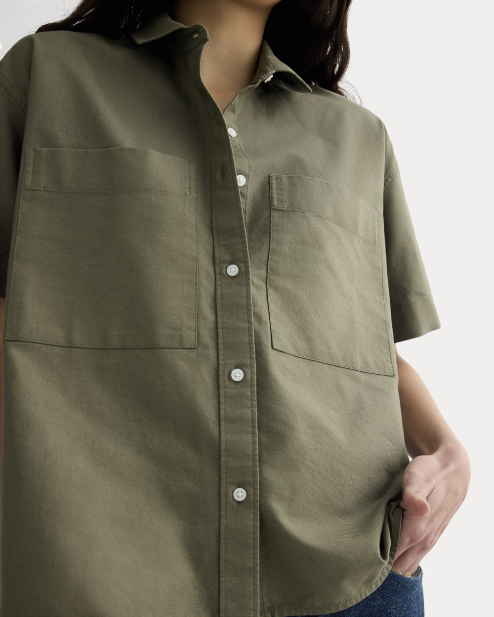 The Short-Sleeve Boxy Oxford | Kalamata - Image 4