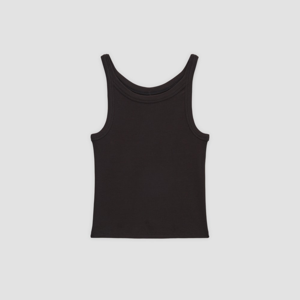 The Supima? Micro-Rib Cropped Tank | Black - Image 2