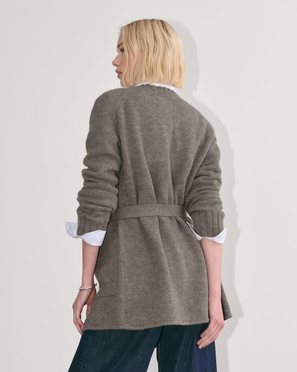 The Robe Cardigan in Alpaca | Taupe Melange - Image 7