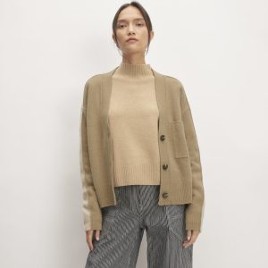 The Good Merino Wool Cardigan | Light Camel / Dark Oat