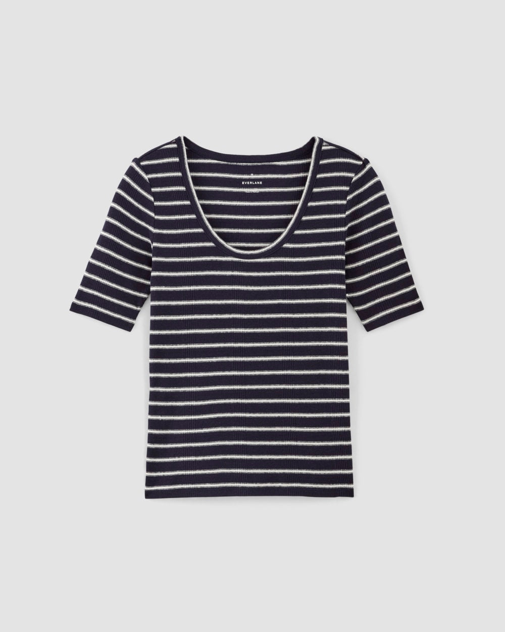 The Vintage Rib Scoop-Neck Top | Navy / Bone - Image 2