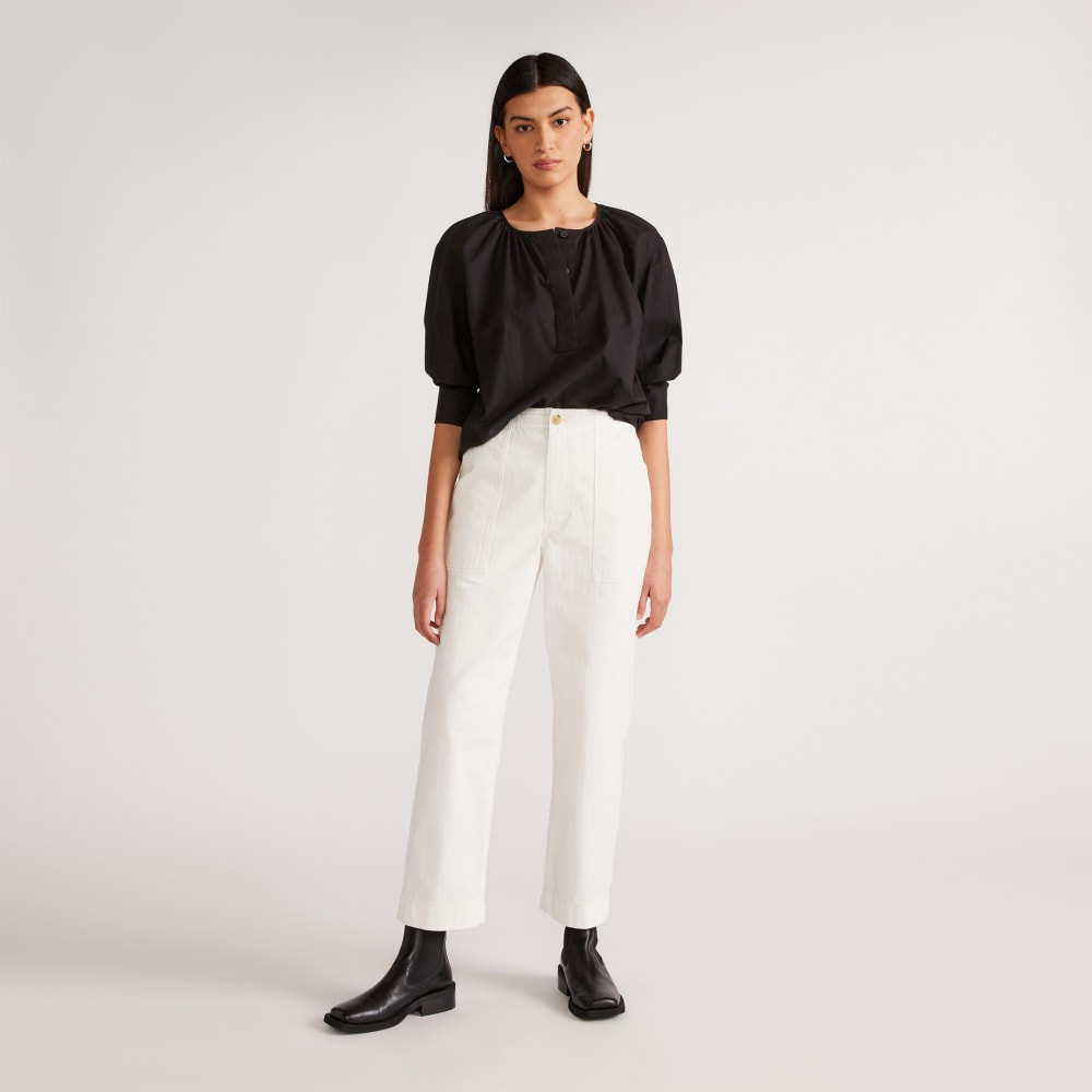 The Organic Cotton Herringbone Pant | Bone - Image 6
