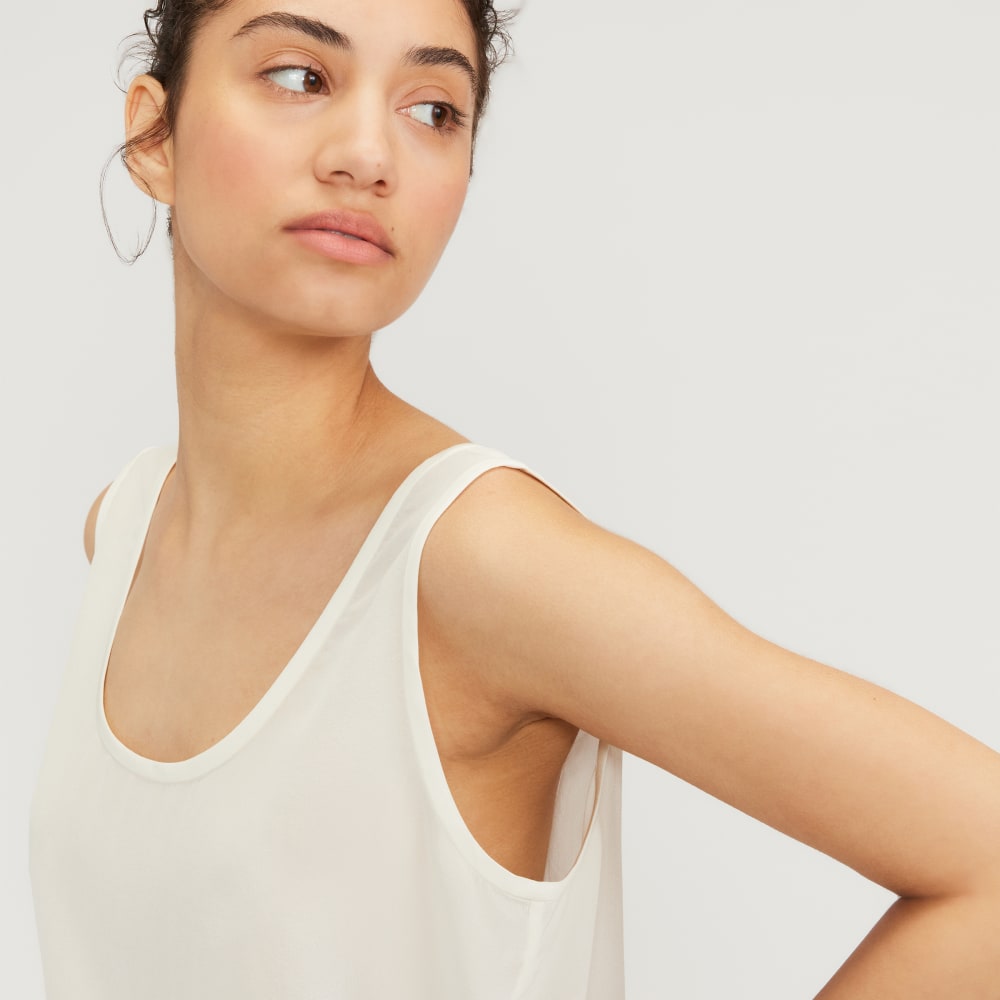 The Scoop Tank in Washable Silk | Off-White - Image 4